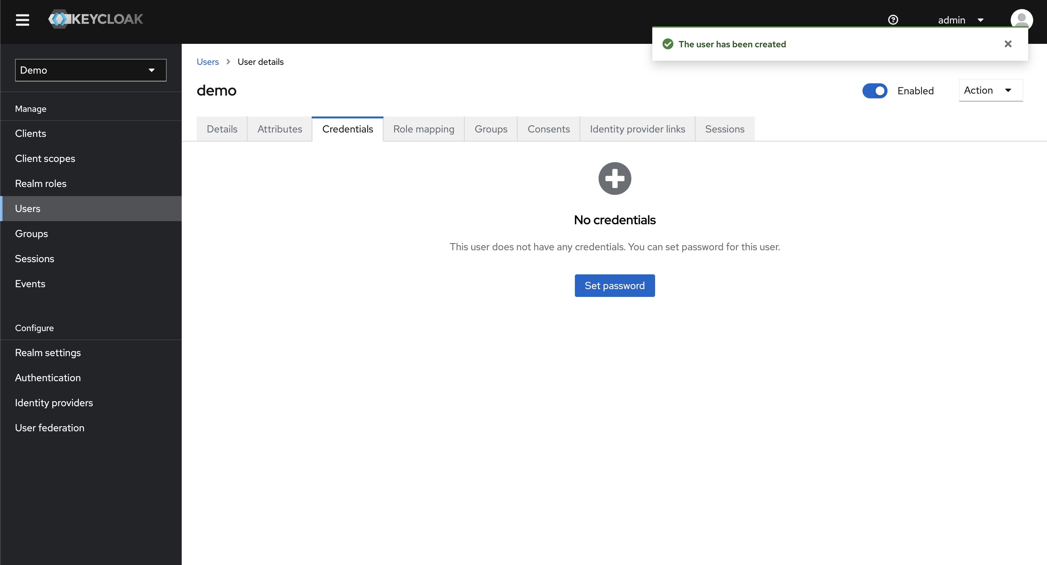 Update user credentials